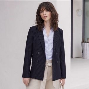 Halogen Pin Stripe Double Breast Blazer XS Petite